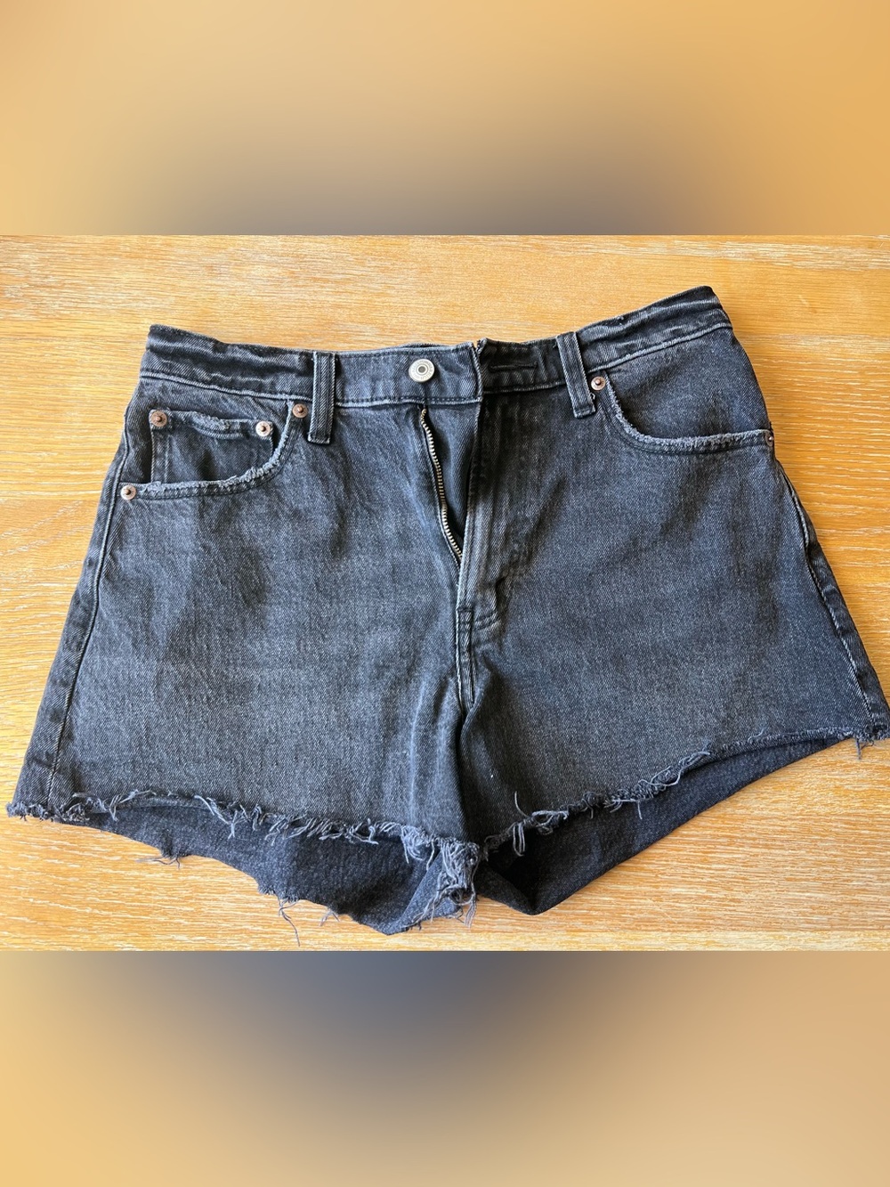 Women’s Abercrombie & Fitch Black Denim Shorts - 90’s Relaxed Cutoff High Rise